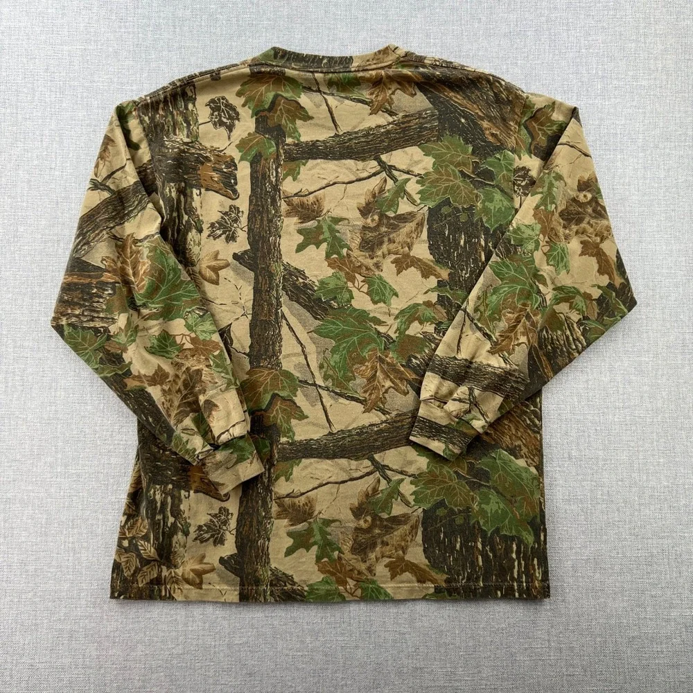 VTG 90s Jerzees Outdoors Real Tree Camo Long Sleeve T Shirt Men Large USA Made